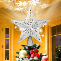 Decoración De Árbol De Navidad 3D Estrella Plateada Con LED Giratorio Proyector De Escarcha Luces Colgantes Para Fiesta Navideña - details 18