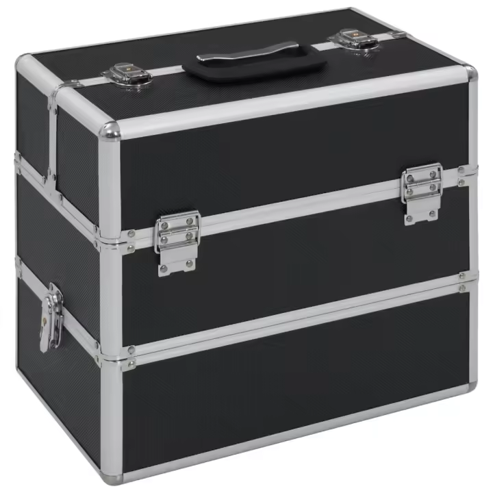 vidaXL Maletín de Maquillaje de Aluminio 37x24x35 cm Estuche Cosméticos Color Negro,  Rosa, y mas - 1