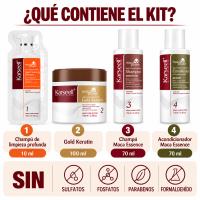 KARSEELL  Kit Alisado Capilar Profesional en Casa Queratina Aceite de Argán Hasta 12 Semanas Control de Encrespamiento Hidratación Nutrición Brillo Suavidad Cabello Rizado Ondulado Afro Sin Formol - details 0