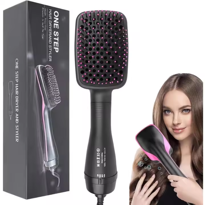 3 en 1, herramienta de pelo de Aire Caliente, Peinado de diseño recto, ajustado para todo el Cabello (Rosa) - 1