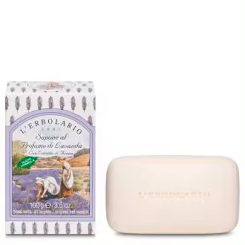 L'Erbolario L´Erbolario Lavanda Jabon Pastilla 100Gr - Pastilla Suave - Aroma a Lavanda - Formulación Emoliente - Sin Siliconas, Parabenos, Tensioactivos Sulfatos y Vaselina - 1
