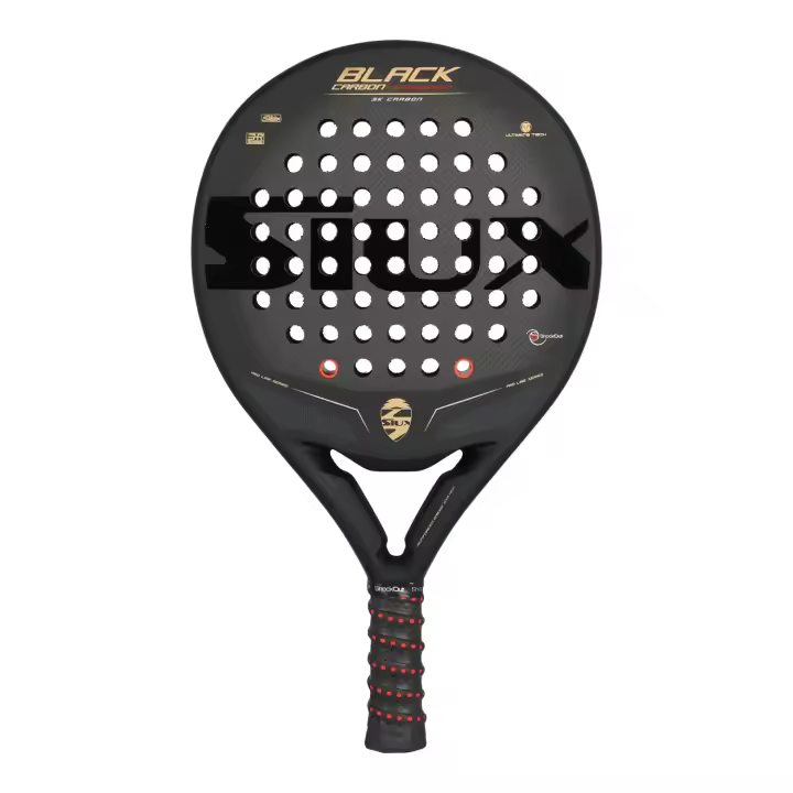 Pala de pádel Siux Black Carbon Revolution 3K con regalo de overgrip y protector - ¡Disfruta del juego con estilo y control! - 1