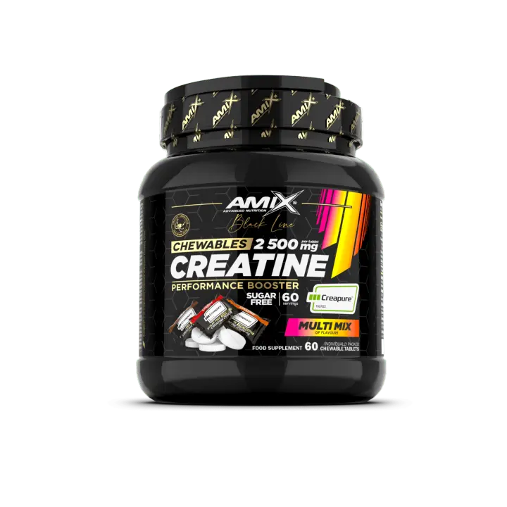 Amix Creatina Creapure® amix  Black Line – Formato Masticable aumento rendimiento Incremento masa muscular - 1