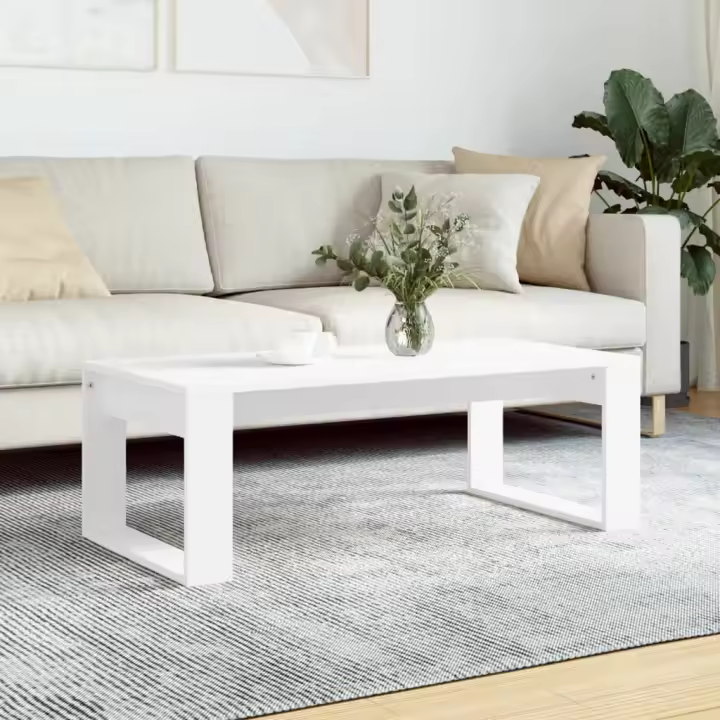 vidaXL Mesa de centro madera de ingeniería blanco 102x50x35 cm - 1