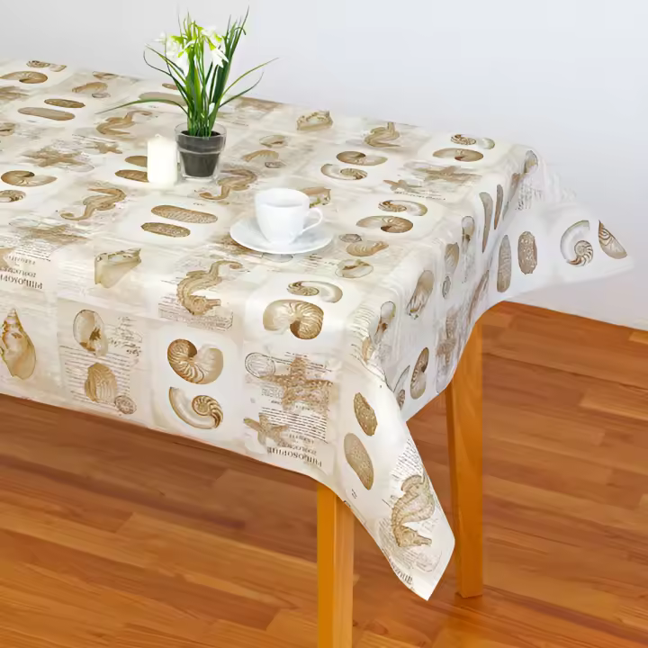 Mantel Hulehule Tex - Diseño Exclusivo Impermeable Anti manchas Hostelería Tela Resinada Michele Beige - 1