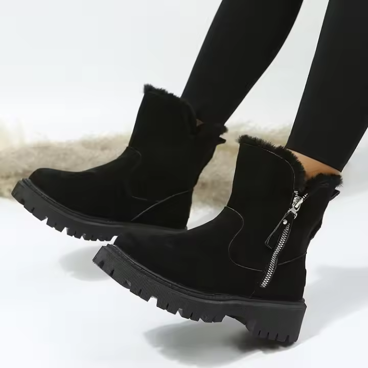 Botas de Nieve para Mujer, Moda de Invierno, nuevo modelo, De Tubo Medio, más terciopelo, Zapatos de Algodón gruesos y cálidos, BOTAS de Piel de Invierno para Mujer. - 1