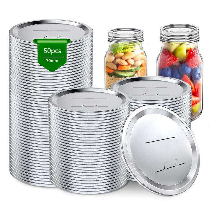 50/100Pcs Sellado Inmaculado Tapa De Conserva Universal De 7cm Para Botellas De Mason Acero Inoxidable Reciclable Apto Para Jars De Mason