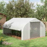 Outsunny Invernadero de Túnel 4x3x2 m Invernadero de Jardín con Puerta de Malla y 8 Ventanas Invernadero de Huerto con Techo Puntiagudo Persianas y Enrollables para Cultivos Plantas Verduras Blanco - details 1