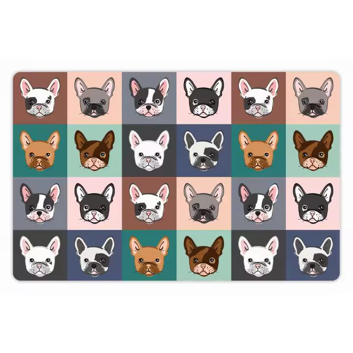 VINILIKO, Alfombra de vinilo mascotas , French bulldog faces 48x75 cm - 1