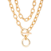 KunJoe Collar De Cadena Cruzada Engrosada Para Mujeres Y Hombres Estilo Punk Oro OT Hebilla Corto Collar De Metal Unisex Para Fiesta - details 4