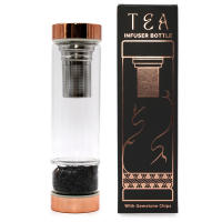 Viva Esencia Botella de Cristal con Infusor Oro Rosa y Ónix – Ideal para Té, Infusiones Calmantes y Bebidas Detox | Diseño elegante, libre de BPA, con funda protectora y filtro extraíble | Responsable en Europa: AW Artisan - details 1