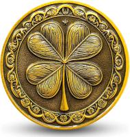 Moneda De La Suerte Con Águila Y Rueda De La Fortuna Diseño Elegante De 4 Hojas De Clover Metálica Para Regalos Únicos - details 0