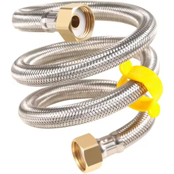 Manguera trenzada flexible de acero inoxidable de 1/2" x 1/2" (2 unidades) para baño, inodoro, cocina, 40 cm - 1