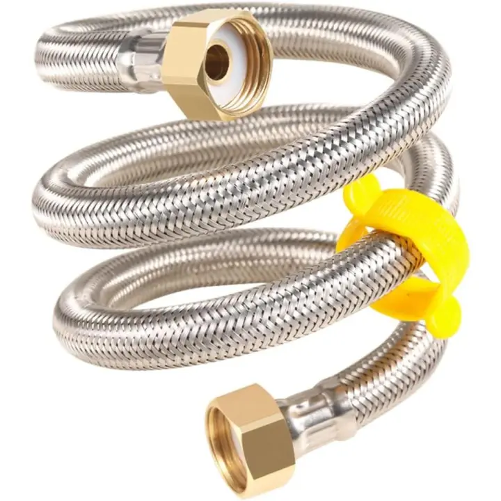 Manguera trenzada flexible de acero inoxidable de 1/2" x 1/2" (2 unidades) para baño, inodoro, cocina, 40 cm - 1