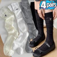 4Pares De Medias Largas De Malla Con Huecos Para Niñas Estilo Y2K Ruffles Coreanas Medias De Ballet Lolita Para Botas - details 1