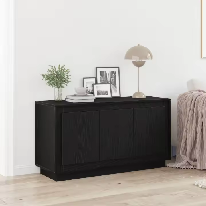 vidaXL Aparador Negro de Roble 102x35x55 cm Madera Compuesta - 1