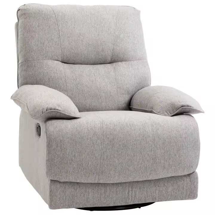 HOMCOM Sillón Reclinable de Salón Sillón Relax Reclinable Manual hasta 150° Tapizado en Tela con Reposapiés Carga 160 kg para Sala de Estar Dormitorio Oficina 89x98x101 cm Gris - 1