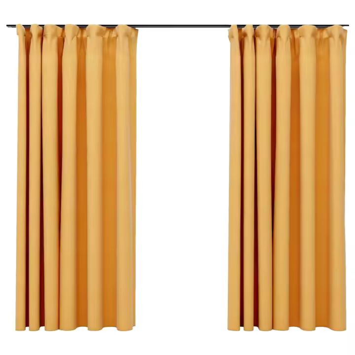 vidaXL Cortinas Opacas con Ganchos Look de Lino 2 Piezas Salón Ventana Color Azul,  Beige,  Gris y mas - 1