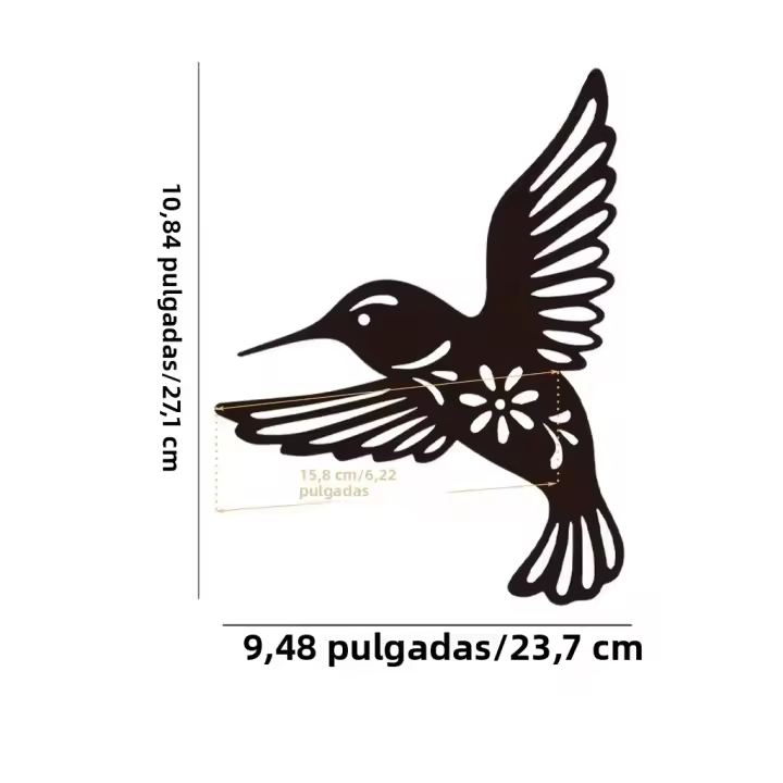 Arte De Muralla De Colibrí De Metal En Negro Set De 3 Decoración Concisa De Hierro Silueta De Arte De Pared Colgante - 1