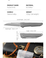 Cuchillo Plegable deTitanio EDC Mini Para Llaves Regalo Para Mujeres Portátil Tanto Hoja De Acero Inoxidable Manija De Aleación De Titanio - details 2