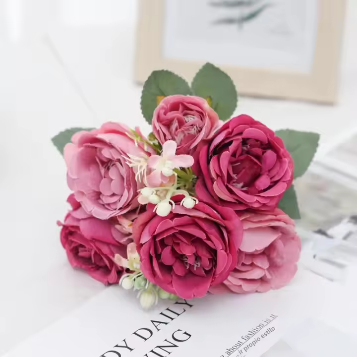 Flores Artificiales De Seda Blanca Peonía DociDaci Para Decoración De Hogar Y Vaso Arreglo De Boda Accesorios De Fiesta Navidad Wreath - 1
