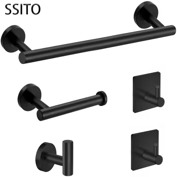 Toallero de baño, toallero de pared de Maple inoxidable, juego de toallero de pared para baño, 6 piezas, ORO, accesorios de baño y cocina - 1