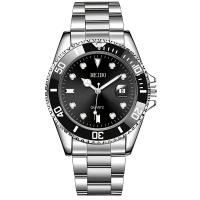 Reloj De Hombre De Lujo En Acero Inoxidable Plata Resistente Al Agua Con Bisel Rotativo Luminoso Y Marcas Arábigas Estilo Casual - details 1