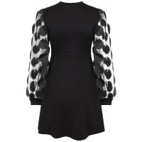 Vestido Largo De Noche Para Mujer Elegante Con Encaje Y Volantes Estilo Casual Bordado Redondo Hueco En El Cuello Manga Larga A-Line Para Oficina Y Fiesta - details 7