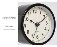 Reloj despertador analógico de metal Silencioso Negro con soporte desmontable Retro - details 1