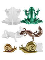 Molde De Silicona 3D Pequeño Con Animales Para Decoración De Escritorio Y Resina Epoxy Molde Para Ornamento De Habitación DIY Molde De Rana Lagarto Caracol - details 1