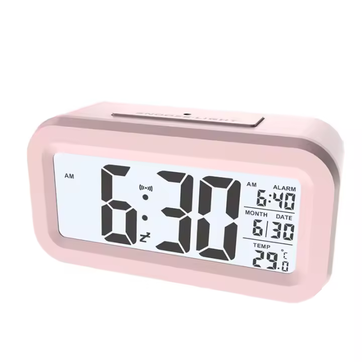 Reloj De Alarma Digital LCD Con Temperatura Y Calendario Reloj De Mesa Para Dormitorio Oficina Baño Potenciado Por Baterías Decoración Del Hogar - 1