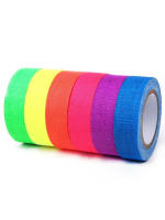 6pc Cinta Fluorescente UV Neón Para Decoración De Casas Bodas Y Fiestas En La Oscuridad Advertencia De Escaleras Tela Reacciona Al Luz Negro - details 0