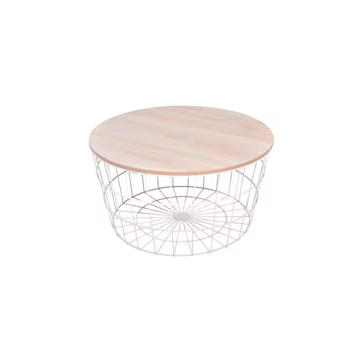 MESA AUXILIAR REDONDA MADERA/ACERO BLANCO  68xh.34,5 cm EHLIS DE SUINPLAS DECORACIONES - 1