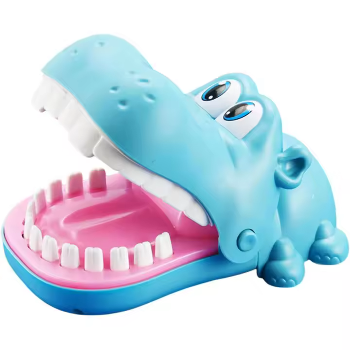 Juguete para morder con los dedos - Juguete de hipopótamo para morder con los dedos | Juguete de dentista con la mano mordedora, juego interactivo de reacción para niños con la mano mordedora en la boca, juego de dentista con la mano mordedora para s - 1