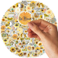 50pcs Pegatinas De PVC Impermeables Para Maleta Y Decoración De Cuaderno Taza Guitarra Clásica Con Diseño De Lenguaje De Girasol Tienda De Moto - details 3