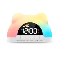 Reloj Digital Con Luz De Alarma En Forma De Oso Decorativo Para Dormitorio Reloj De Despertar Con Luz De Atardecer Colorida Ideal Para Navidad Niditon - details 0