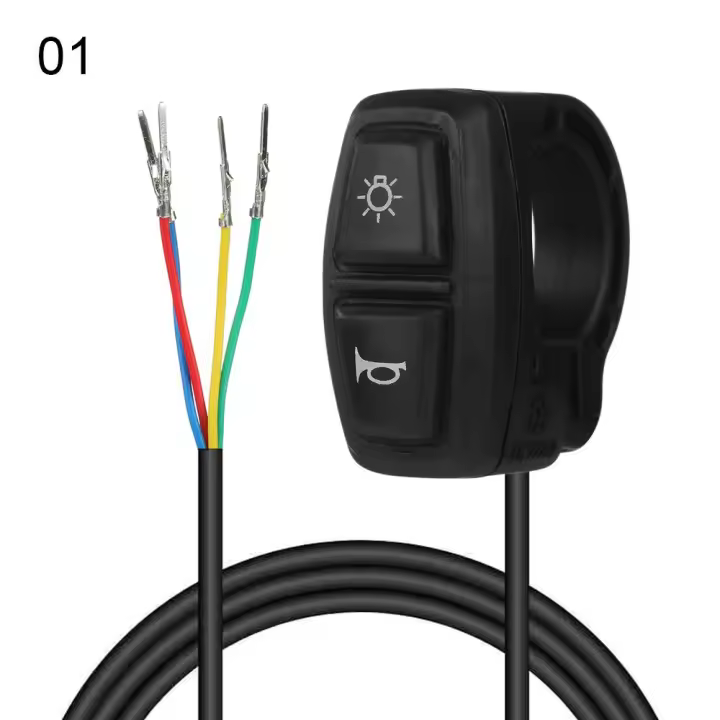 Interruptor De Luz Para Bicicleta Eléctrica DK226 Con Botón Para Motocicleta Controla Señal De Giro Y Bocina Material Plástico Color Negro - 1