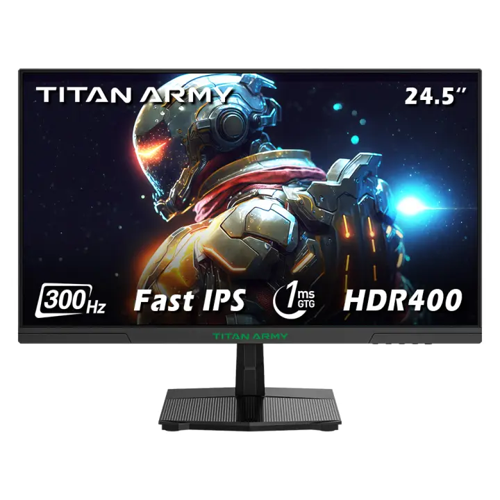 TITAN ARMY Gaming Monitor 24.5 pulgadas P2510HS, 300Hz, FHD IPS 1920*1080 1080P, 1ms, 121%sRGB, FreeSync & Adaptive Sync, HDR 400, Pantalla de reducción de luz Azul, HDMI, DP1.4, VESA 100*100, modos FPS RTS RAC MMORPG Gaming - 1