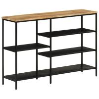 vidaXL Mesa consola madera maciza mango rugosa y hierro 110x30x75 cm Mesa de sofá Mesa de Entrada para Salón Consola de Entrada Mueble Recibidor Mesita Mesa auxiliar Salon - details 6