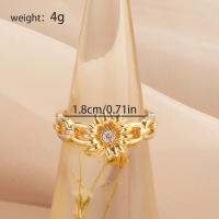 Encanto Anillo de lazo para mujer, estilo elegante, chapado en cobre de 14 quilates, con flor. - details 45