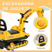 HOMCOM Excavadora sin Pedales para Niños de 18-48 Meses Excavadora Correpasillos Camión de Construcción con Asiento de Almacenamiento Pala Delantera y Bocina Carga 30 kg 78x24x58,5 cm Amarillo - details 0