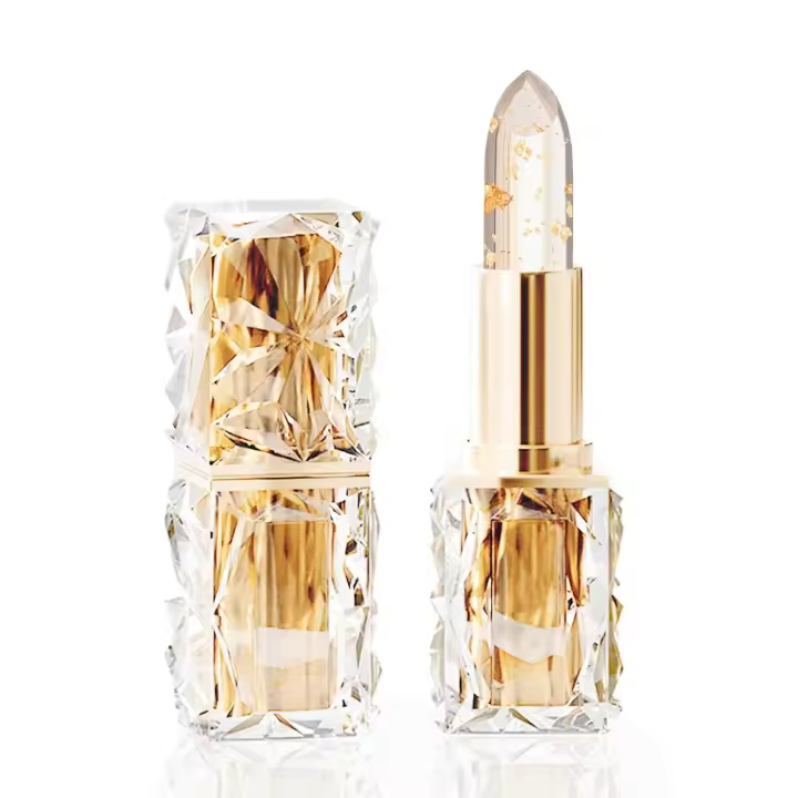 Labial que cambia de color, labial de cristal dorado de larga duración, con vitamina E nutritiva para labios agrietados y secos (01) - 1