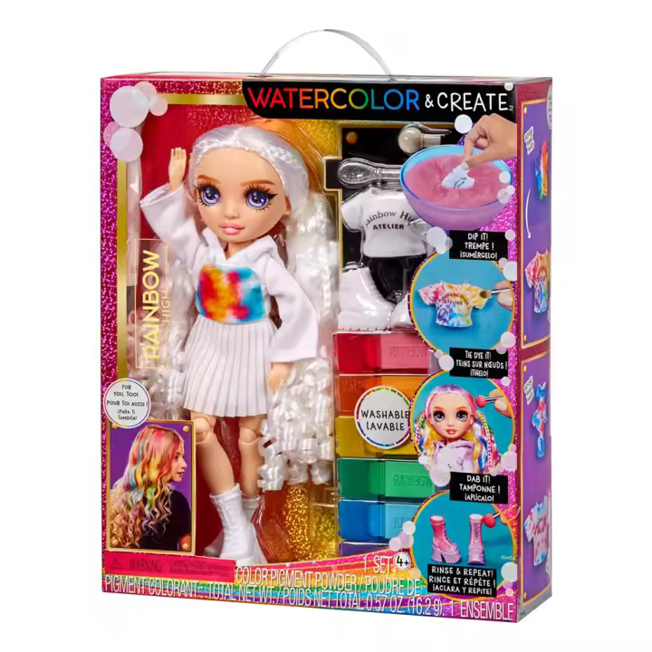 Muñeca Rainbow High WaterColor & Create Ojos Morados 22 cm con accesorios varios. (Mga 507581) - 1