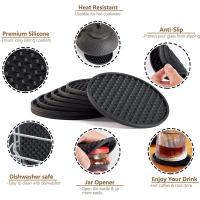 5 Pcs Cojines De Bebida De Silicona Con Portajugares Resistente Al Calor Tapete De Secado Para Vaso Protector De Mesas Antideslizante Para Bebidas - details 8