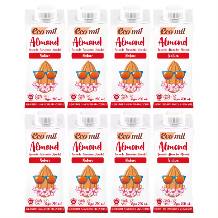 Pack 8x Bebida de Almendra Bio Nature 200ml Ecomil - 1