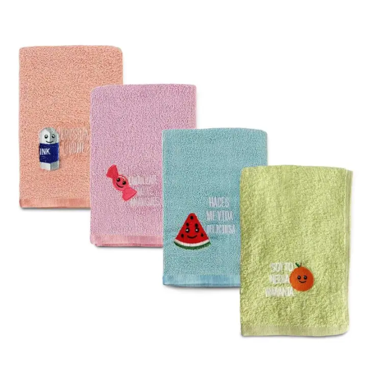 TIENDA EURASIA – Pack de 4 Paños de Cocina Bordados, 50x50x0,5cm, Multiusos, 100% Algodón, Resistente y Absorbente - 1