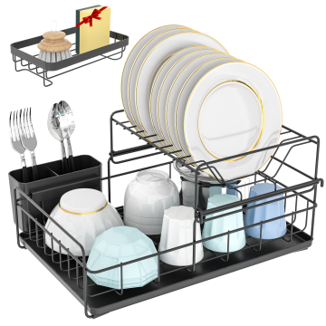 Escurridor De Platos De Acero Inoxidable 304 – Doble Capa, Bandeja Con Tubo Drenante Giratorio, Incluye Cesta Para Cubiertos Y Soporte Para Tabla