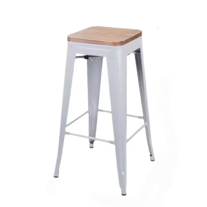 Taburete de Bar Blanco de Metal Fornord 42.5x42.5x77 Cm - Diseño Industrial Multifuncional - 1