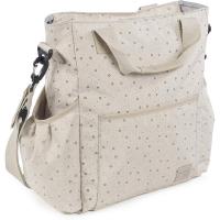Bolso CANASTILLA para BEBÉ - Bandolera - Bolso organizador para silla de paseo - Dos compartimentos interiores y tres exteriores - Gran capacidad - Color BEIGE - Medidas: 40x36x20 - Dreamer Walking - WALKING MUM - details 0