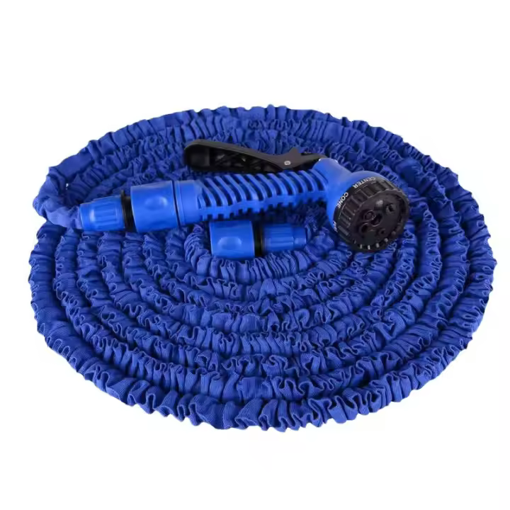Manguera de jardín flexible de 30 m, extensible, ligera, con pistola rociadora de 7 funciones, manguera mágica extensible para jardinería (azul) - 1